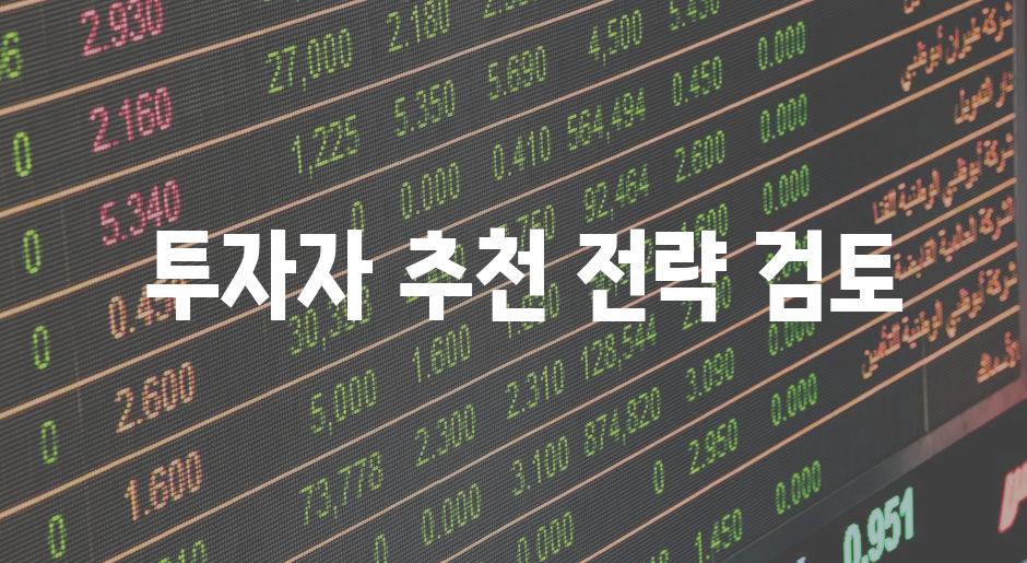 투자자 추천 전략 검토