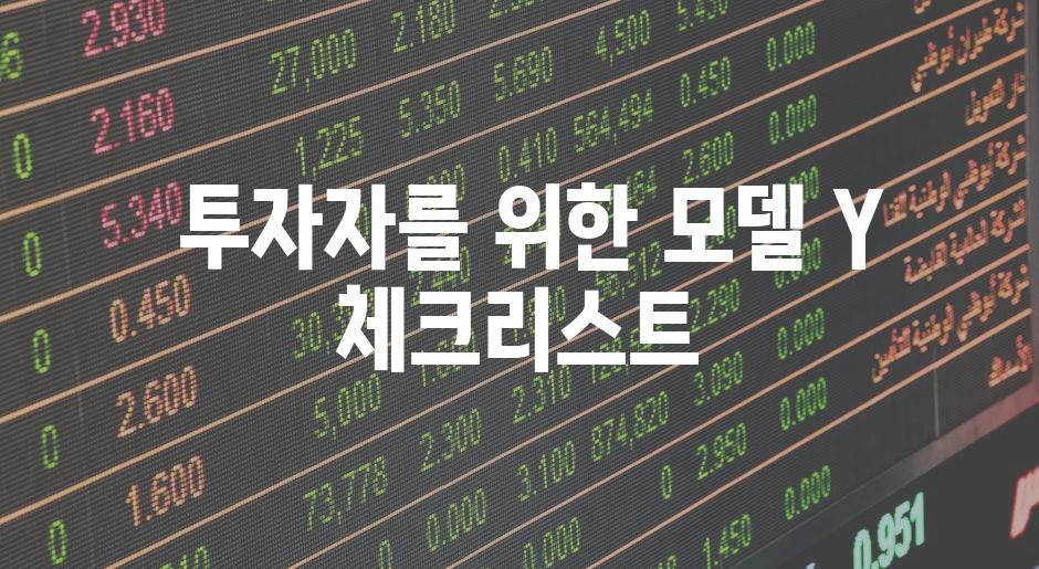  투자자를 위한 모델 Y 체크리스트