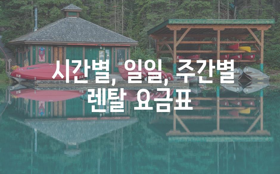  시간별, 일일, 주간별 렌탈 요금표