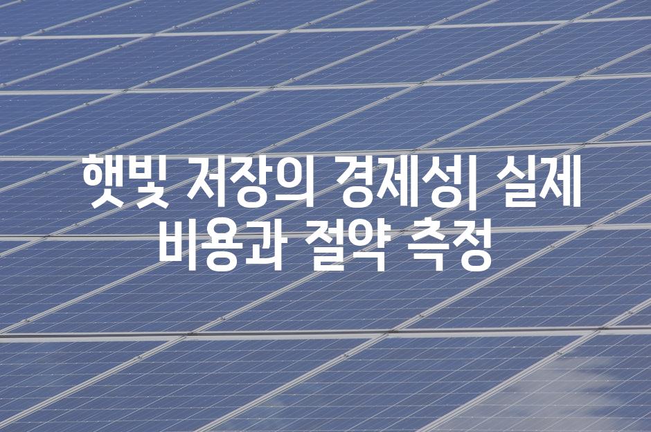  햇빛 저장의 경제성| 실제 비용과 절약 측정