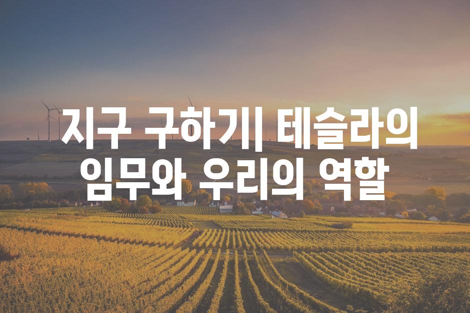  지구 구하기| 테슬라의 임무와 우리의 역할