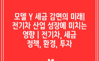 모델 Y 세금 감면의 미래| 전기차 산업 성장에 미치는 영향 | 전기차, 세금 정책, 환경, 투자