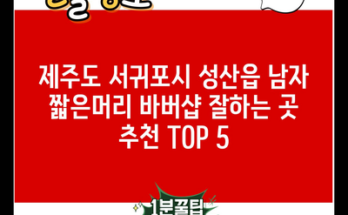 제주도 서귀포시 성산읍 남자 짧은머리 바버샵 잘하는 곳 추천 TOP 5