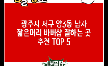 광주시 서구 양3동 남자 짧은머리 바버샵 잘하는 곳 추천 TOP 5