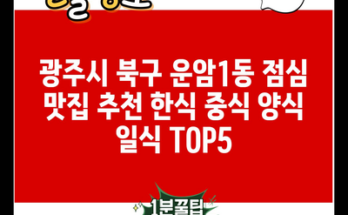 광주시 북구 운암1동 점심 맛집 추천 한식 중식 양식 일식 TOP5