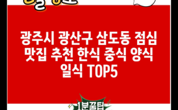 광주시 광산구 삼도동 점심 맛집 추천 한식 중식 양식 일식 TOP5