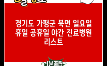 경기도 가평군 북면 일요일 휴일 공휴일 야간 진료병원 리스트