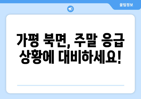 경기도 가평군 북면 일요일 휴일 공휴일 야간 진료병원 리스트