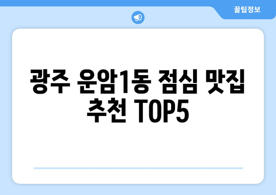 광주시 북구 운암1동 점심 맛집 추천 한식 중식 양식 일식 TOP5