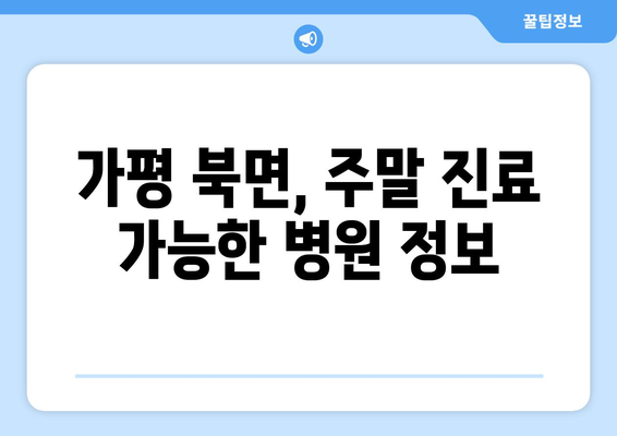 경기도 가평군 북면 일요일 휴일 공휴일 야간 진료병원 리스트