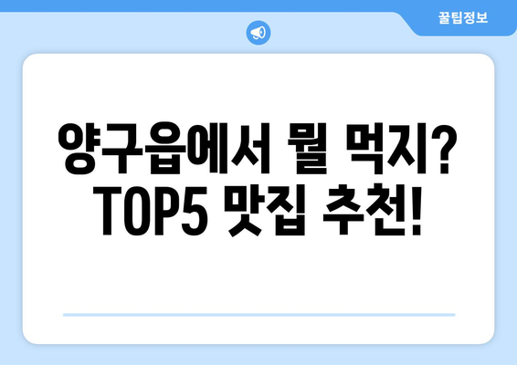 강원도 양구군 양구읍 점심 맛집 추천 한식 중식 양식 일식 TOP5