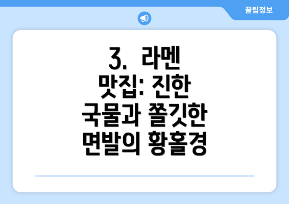 3.  라멘 맛집: 진한 국물과 쫄깃한 면발의 황홀경