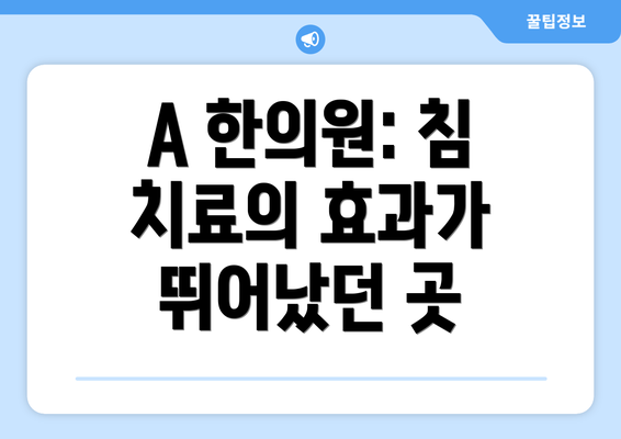 A 한의원: 침 치료의 효과가 뛰어났던 곳