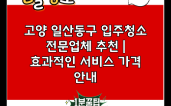 고양 일산동구 입주청소 전문업체 추천 | 효과적인 서비스 가격 안내