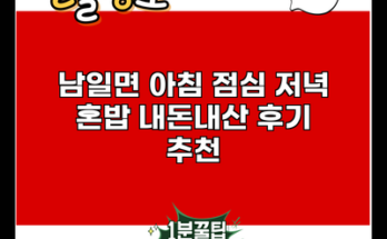 남일면 아침 점심 저녁 혼밥 내돈내산 후기 추천