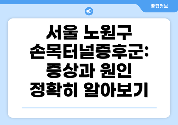 서울 노원구 손목터널증후군: 증상과 원인 정확히 알아보기