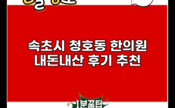 속초시 청호동 한의원 내돈내산 후기 추천