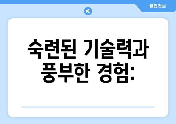 숙련된 기술력과 풍부한 경험: