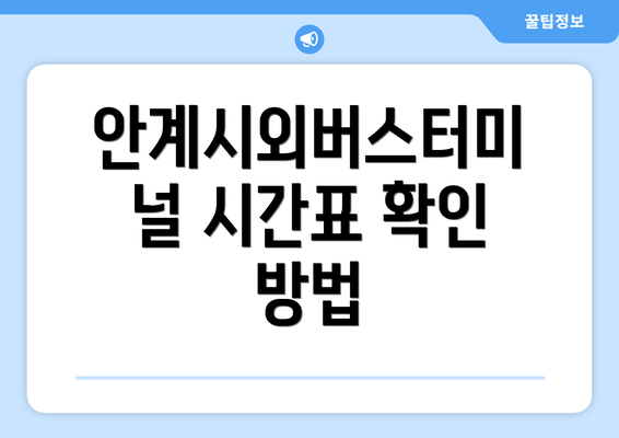 안계시외버스터미널 시간표 확인 방법