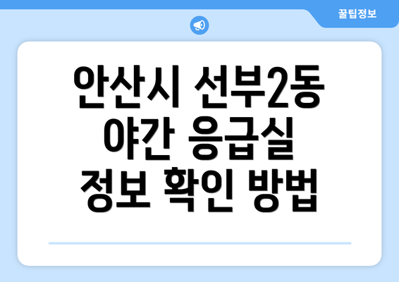 안산시 선부2동 야간 응급실 정보 확인 방법