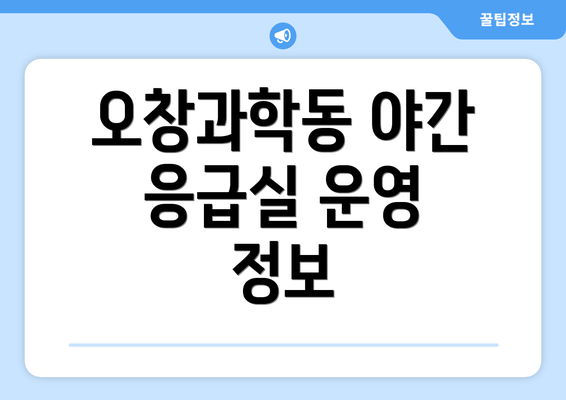 오창과학동 야간 응급실 운영 정보