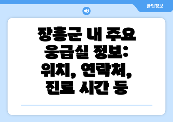 장흥군 내 주요 응급실 정보: 위치, 연락처, 진료 시간 등