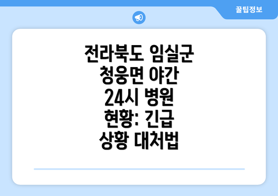 전라북도 임실군 청웅면 야간 24시 병원 현황: 긴급 상황 대처법