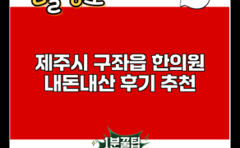 제주시 구좌읍 한의원 내돈내산 후기 추천